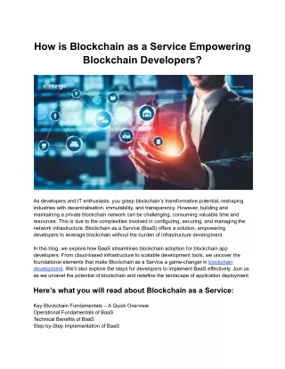 How is Blockchain as a Service Empowering Blockchain Developers?