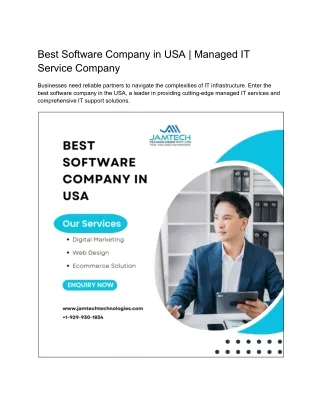 Best Software Company in USA Managed IT Service Company