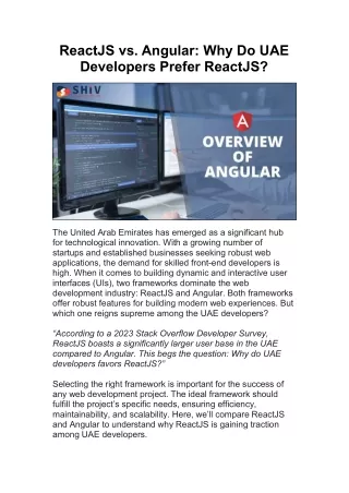 Detailed Guide to ReactJS vs. Angular and UAE Developers' Preference