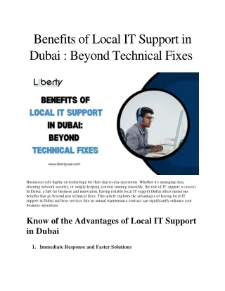 Benefits of Local IT Support in Dubai : Beyond Technical Fixes