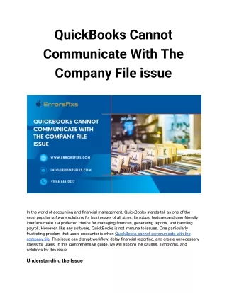 QuickBooks Cannot Communicate With The Company File issue