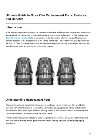 Ultimate Guide to Oxva Xlim Replacement Pods Features and Benefits