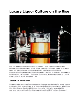 Luxury Liquor Culture on the Rise