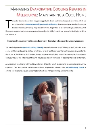 Managing Evaporative Cooling Repairs in Melbourne Maintaining a Cool Home