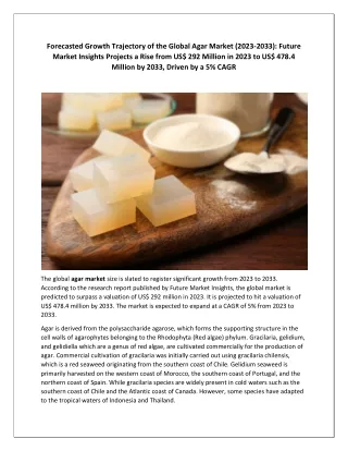 Strategic Analysis of Global Agar Market Growth (2023-2033)