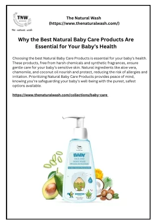 Why the Best Natural Baby Care Products Are Essential for Your Baby’s Health