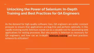 SELENIUM TRAINING