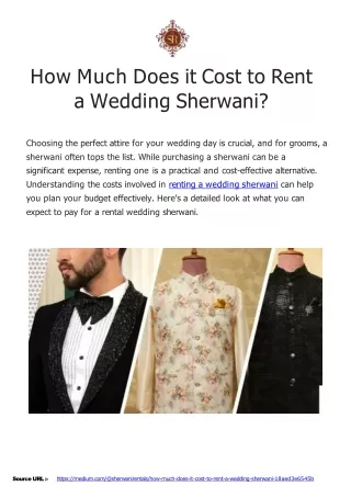 How Much Does it Cost to Rent a Wedding Sherwani