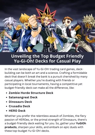 Unveiling the Top Budget Friendly Yu-Gi-Oh! Decks for Casual Play