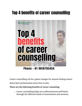 Top 4 benefits of career counselling