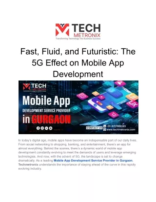 Fast, Fluid, and Futuristic-The 5G Effect on Mobile App Development