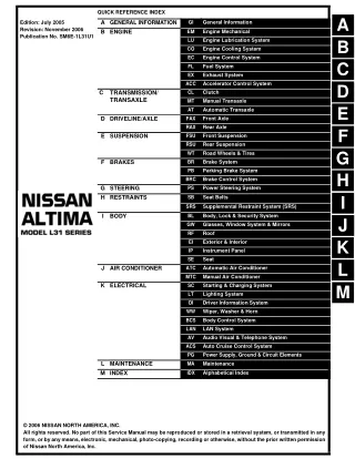 2006 Nissan Altima Service Repair Manual