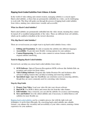 Ripping Hard Coded Subtitles from Videos  A Guide