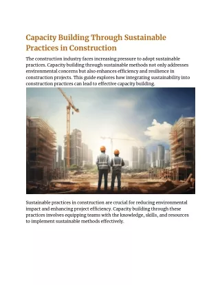 Capacity Building Through Sustainable Practices in Construction