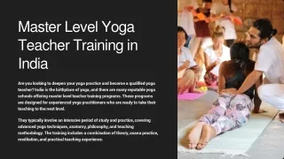 Master Level Yoga Teacher Training In Rishikesh, India