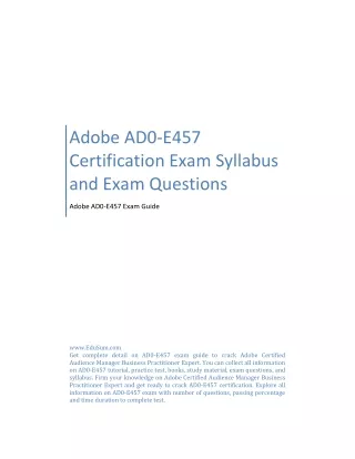 Adobe AD0-E457 Certification Exam Syllabus and Exam Questions