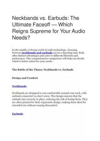 Neckbands vs. Earbuds   The Ultimate Faceoff