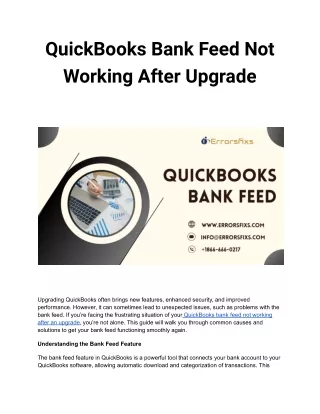 QuickBooks Bank Feed Not Working After Upgrade