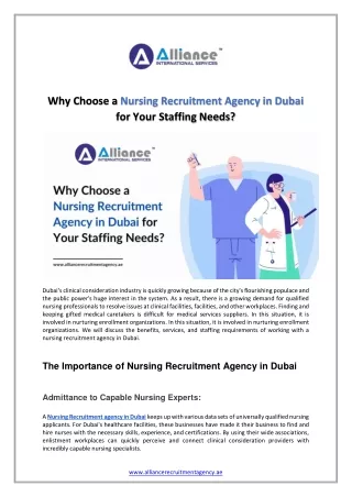 Why Choose a Nursing Recruitment Agency in Dubai for Your Staffing Needs