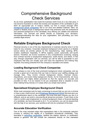 Comprehensive Background Check Services