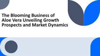 The Blooming Business of Aloe Vera Unveiling Growth Prospects and Market Dynamics