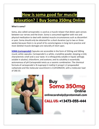 How is soma good for muscle relaxation? | Buy Soma 350mg Online