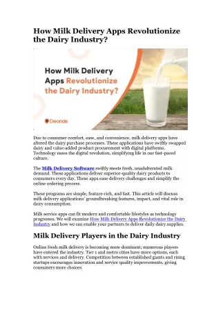 How Milk Delivery Apps Revolutionize the Dairy Industry