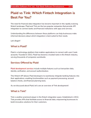Plaid vs Tink | Tink vs Plaid | Plaid & Tink - Which Integration is Best?