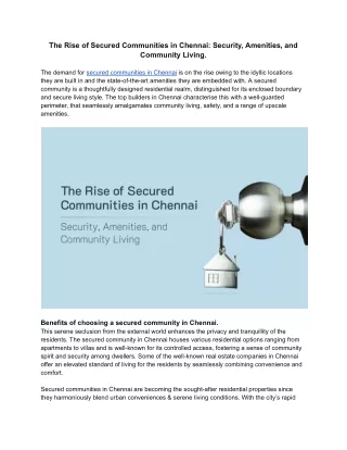 The Rise of Secured Communities in Chennai_ Security, Amenities, and Community Living