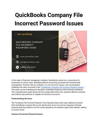 QuickBooks Company File Incorrect Password Issues