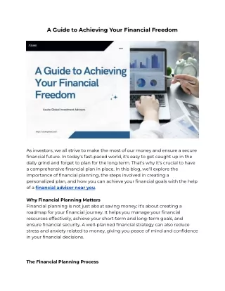 A Guide to Achieving Your Financial Freedom