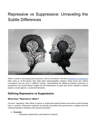 Repressive vs Suppressive: Unraveling the Subtle Differences