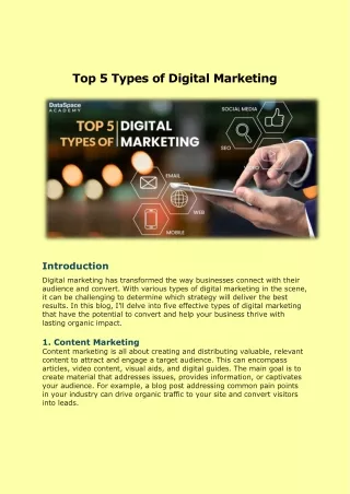 Top 5 Types of Digital Marketing