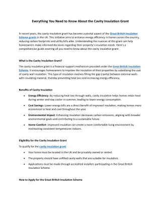 Everything You Need to Know About the Cavity Insulation Grant