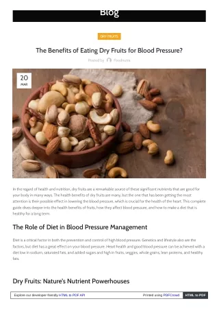 How Can Eating Dry Fruits Help Lower Blood Pressure?