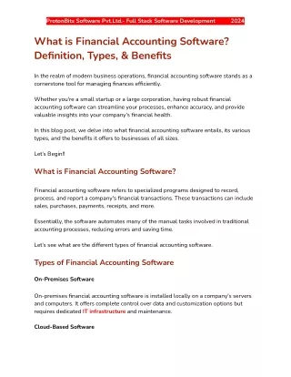 What is Financial Accounting Software? Definition, Types, & Benefits - ProtonBit
