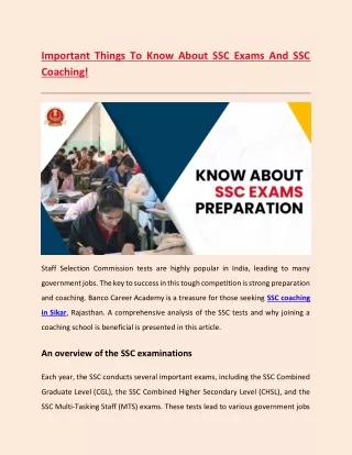 Important Things To Know About SSC Exams And SSC Coaching