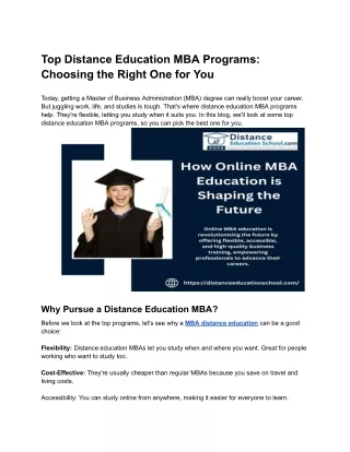 Top Distance Education MBA Programs_ Choosing the Right One for You