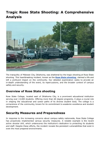 Tragic Rose State Shooting: A Comprehensive Analysis