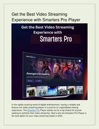 Get the Best Video Streaming Experience with Smarters Pro Player