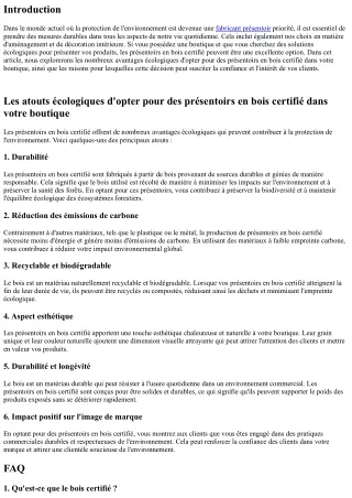 Les atouts écologiques d'opter pour des présentoirs en bois certifié dans votre