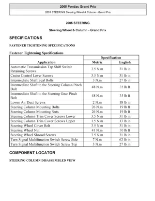 2006 PONTIAC GRAND PRIX Service Repair Manual