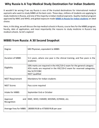 Why Russia Is A Top Medical Study Destination For Indian Students