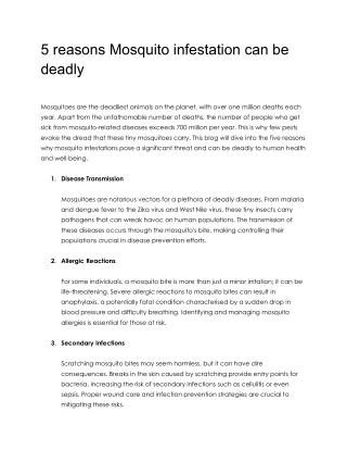 5 reasons Mosquito infestation can be deadly