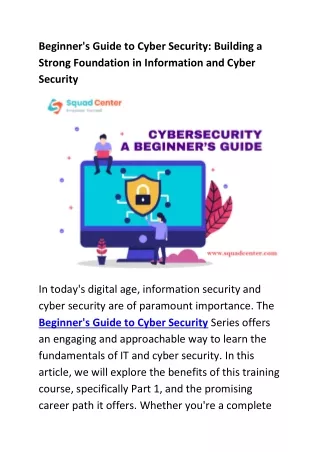 Beginner's Guide to Cyber Security- Building a Strong Foundation in Information and Cyber Security