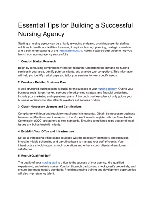 Essential Tips for Building a Successful Nursing Agency