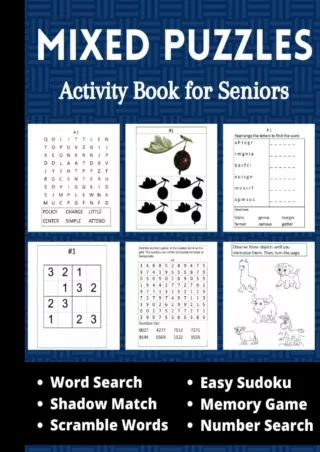 read❤ Mixed Puzzles Activity Book for Seniors - Dementia Workbook for Seniors -