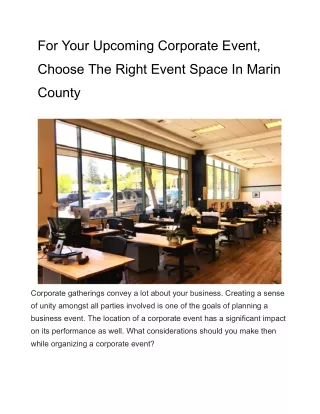 For Your Upcoming Corporate Event, Choose The Right Event Space In Marin County (1)