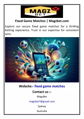 Fixed Game Matches | Magzbet.com