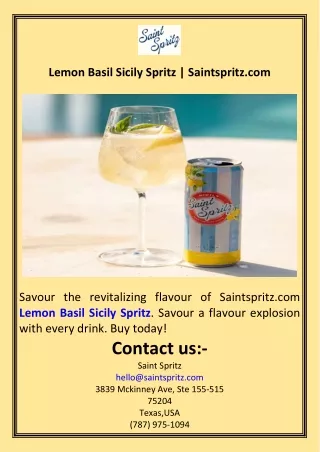 Lemon Basil Sicily Spritz  Saintspritz.com